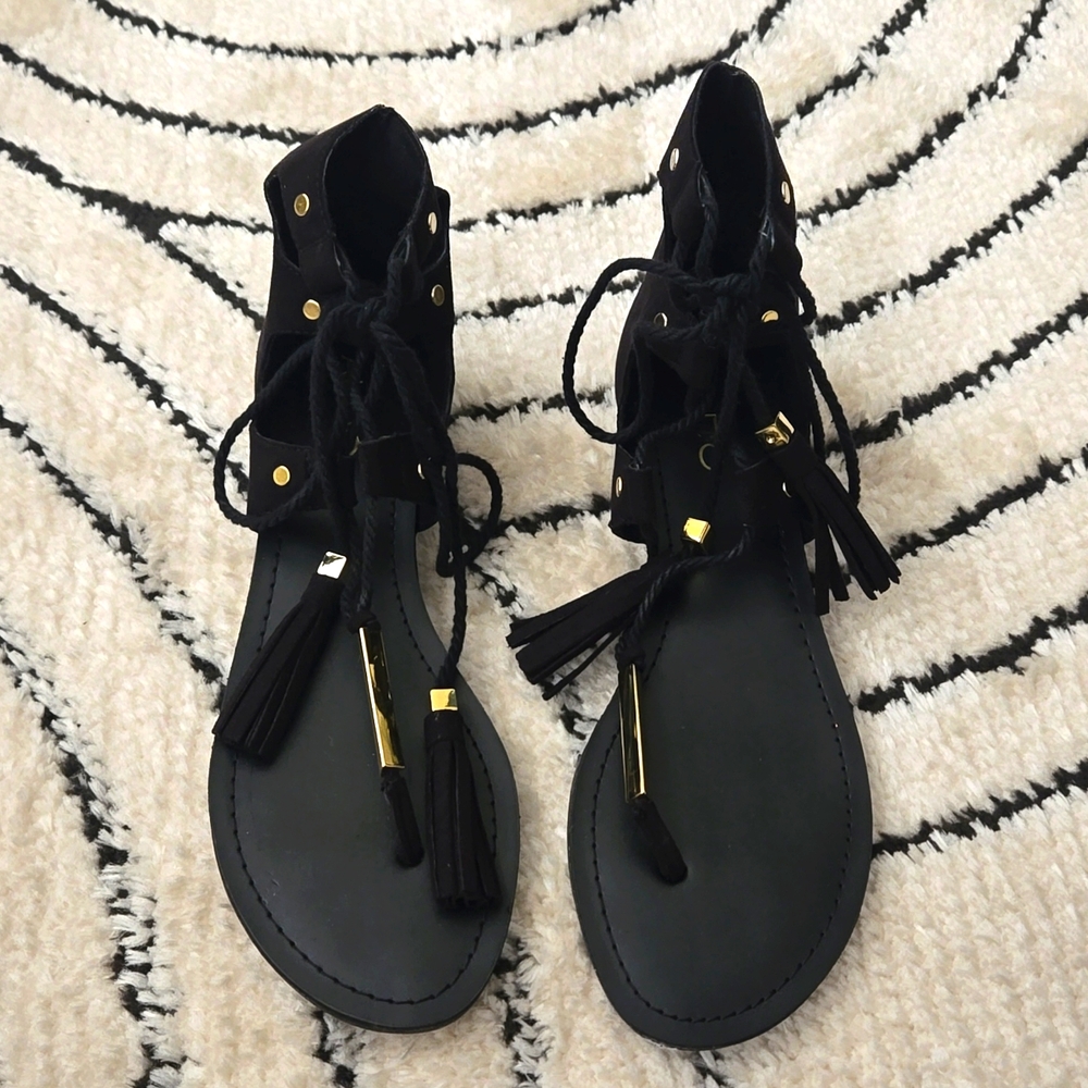NWOT -Aldo Black Gladiator Flat Sandals